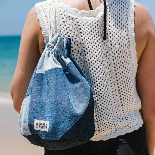 No waste denim string bag - Wool n Wonder