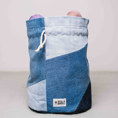 No waste denim string bag